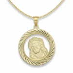 Gold Plated Head of Christ Medallion Necklace