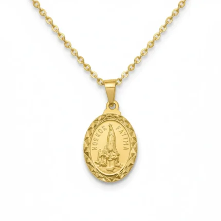 Gold Plated Our Lady of Fatima Cutting Necklace