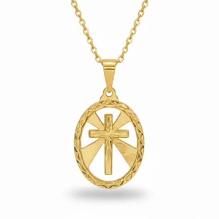 Gold Plated Radiant Cross Necklace