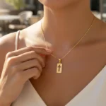 Gold Rectangle Cross Necklace