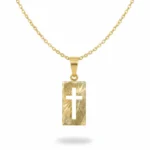 Gold Rectangle Pendant Necklace