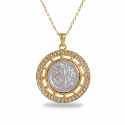 Gold Tone Saint Benedict Necklace