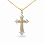 Gold and Silver Ornate Cross Necklace