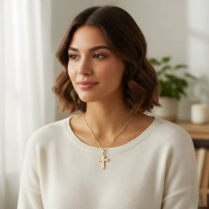 Gold tone devotional necklace