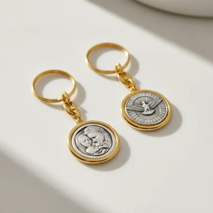Holy Family and Holy Spirit Medal Keychain