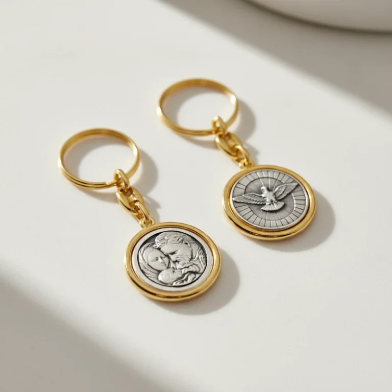 Holy Family and Holy Spirit Medal Keychain