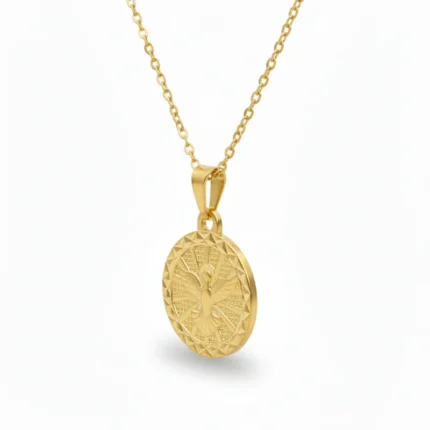 Holy Spirit Dove Necklace _ Gold Plated Textured Medallion