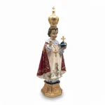 Infant Jesus of Prague Statue with Crown and Red Mantle - Resin Figurine