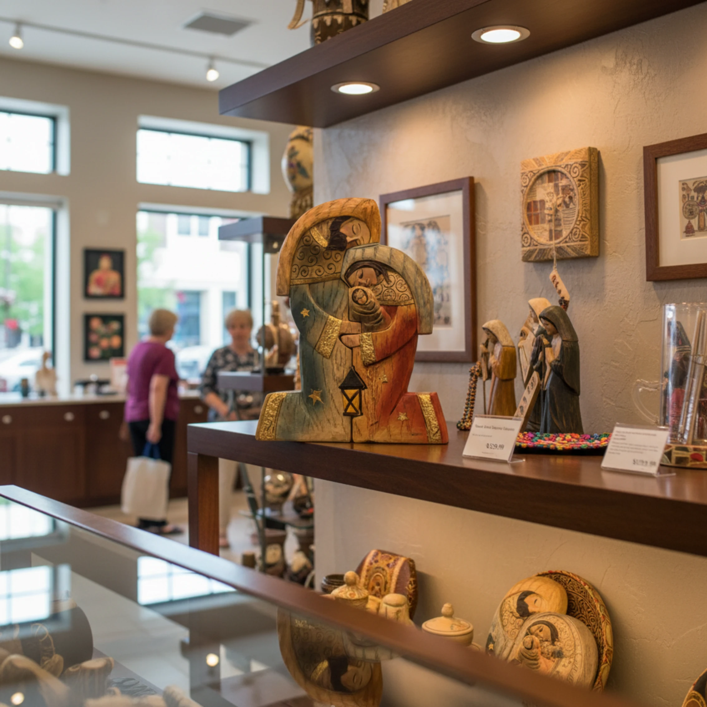 Mary Joseph Jesus,Hand-painted 14cm wooden nativity scene