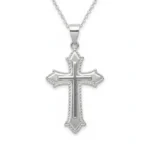 Ornate Flared Cross Necklace in Sterling Silver
