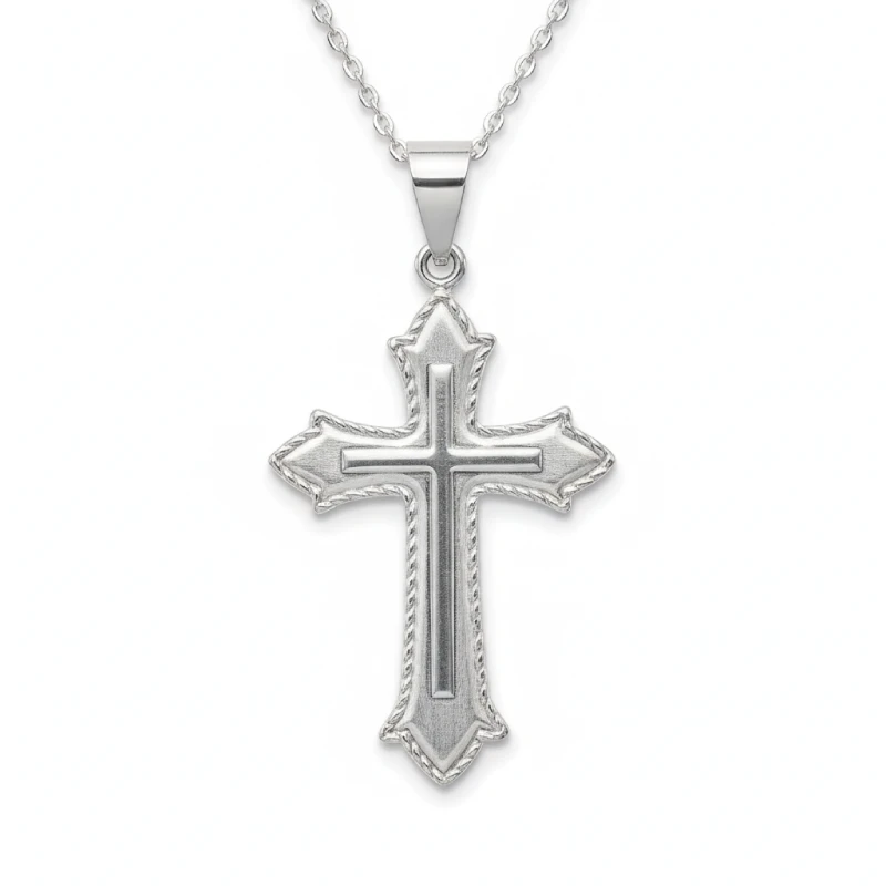 Ornate Flared Cross Necklace in Sterling Silver Ornate Flared Cross Necklace in Sterling Silver