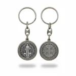 Silver Tone Metal Saint Benedict Medal Keychain