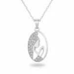 Silver Tone Mother and Child Necklace