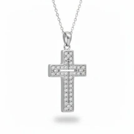 Sparkling Pave Stone Devotional Cross Necklace