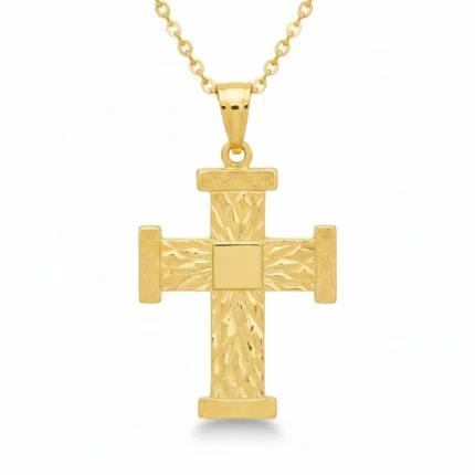 Stylized Gold Plated Cross Necklace