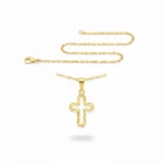 Textured Gold Plated Cross Necklace