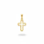 Textured Gold Plated Cross Necklace _ Cutting Design Pendant