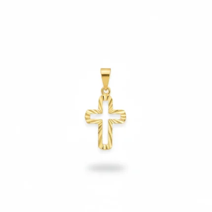 Textured Gold Plated Cross Necklace _ Cutting Design Pendant