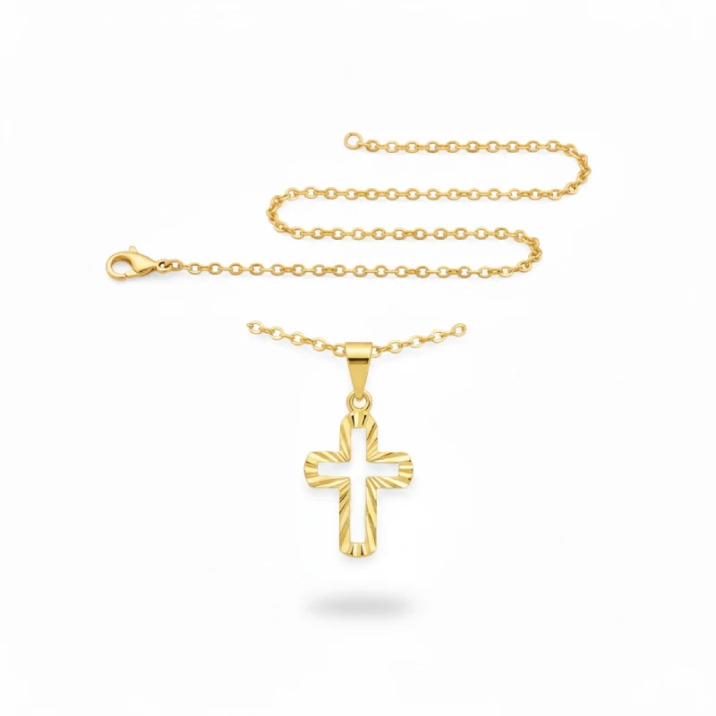 Textured Gold Plated Cross Necklace Textured Gold Plated Cross Necklace