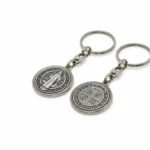 Silver Tone Metal Saint Benedict Medal Keychain - Image 2
