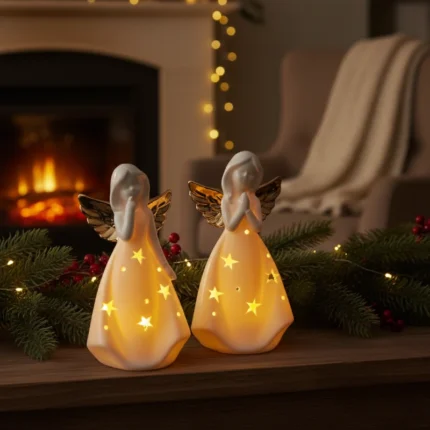 Battery operated ceramic angel table centerpieces