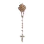 Clear Pink Crystal Rosary with Silver Crucifix