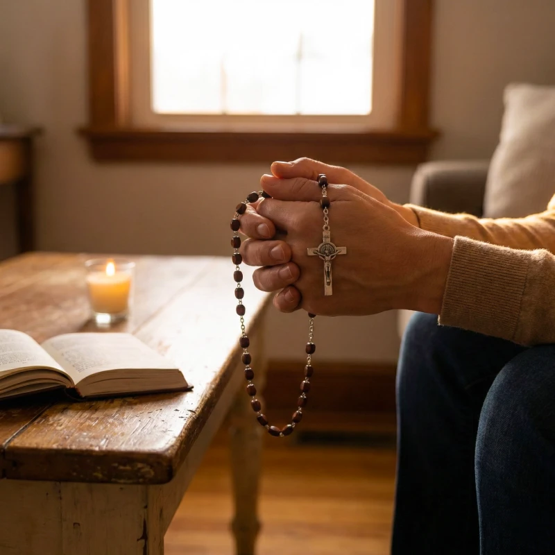 wood rosary necklace
